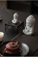 Petit ornement de style chinois en grès vert, figurine de Bouddha Shakyamuni pour temple