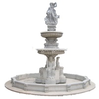 Fontaine d'eau en pierre sculptée, statue de figure grecque en marbre blanc naturel pour la décoration de jardin extérieur