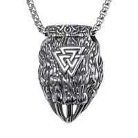 Collier pendentif en acier inoxydable avec griffe d'ours et Valknut Viking, chaîne argentée pour homme, bijoux de mode gothique triangulaire, pendentifs et breloques