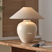 Lampe de table en céramique de style japonais, interrupteur à bouton-poussoir LED, design Wabi-sabi, pour salon, chambre à coucher, chevet, style homestay