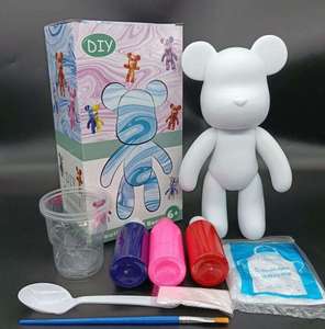 Kit de figurine d'ours fluide blanc mignon, activité parent-enfant faite à la main, peinture artistique, modèle d'ours en peluche - Product Image 2
