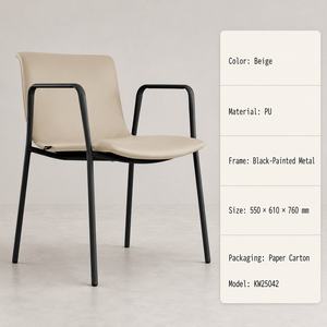 Poland stock Beige PU <b>Chair</b> <b>Cream</b> Neutral Tone Comfortable Versatile Seating Home Interiors Eu fast delivery - Product Image 4