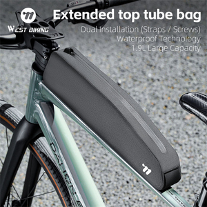 WEST BIKING Sac de cadre de vélo étanche grande capacité 1,9 L, sac de cadre étroit et étendu pour VTT et vélo de route - Product Image 1