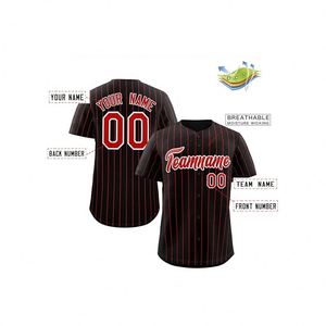 2025 Factory 100% Polyester Cheap Button Down Unisex Striped <b>Baseball</b> Shirts - Product Image 4
