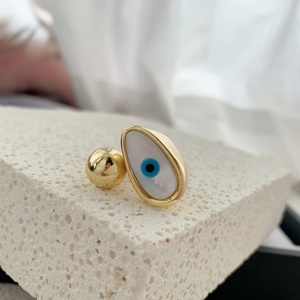 BD-L3434 popüler mavi göz yüzük moda zirkon açacağı altın manşet yüzükler kadın erkek tıknaz yüzük - Product Image 2
