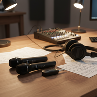 Microphone à condensateur portatif AIDI MG89-2 - Sans fil, réduction de bruit, léger, métal, prise casque 3,5 mm, karaoké