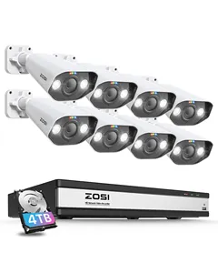 Sistema de Câmera de Segurança ZOSI 16CH 5MP 4TB Spotlight PoE H.265 + 16CH 8MP NVR com 4TB HDD 8pcs 5MP Outdoor PoE IP Cameras System