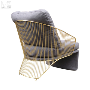 De metal de oro de acero inoxidable tela de salón Bergere de Colette lounge sillón - Product Image 5