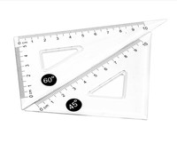 Règle de publicité 15CM Ensemble de sacs de 4 pièces, règle de dessin de bureau d'étudiant, ensemble de règles en plastique transparent