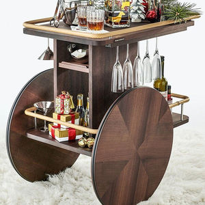 Moyi Nieuwste Ontwerp Aanpassen Vorm Houten Slave Voedsel Serveerwagen Ijzeren Metalen Frame Zwart Afgewerkt Drinkbaar Voedsel Serveren <span class=keywords><strong>Trolley</strong></span> - Product Image 2