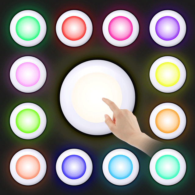 Battery Acrylic  Dimmable Color Rgb Puck Light 6 Pack Rechargeable with Remote Control