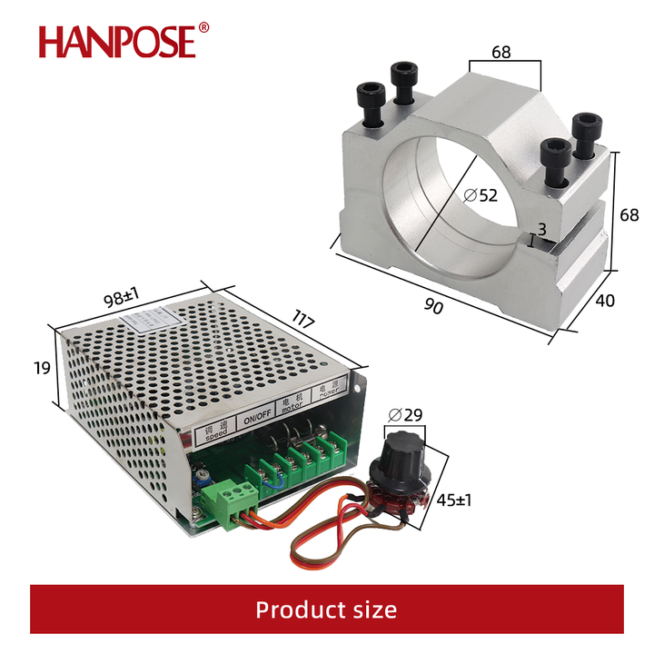 0,5 kW Luftgekühlter Spindelmotor ER11 Spannfutter 500 W Spindel-Gleichstrommotor 52 mm Klemmen Stromversorgung Voll ER11 Spannfutter für CNC Kostenloser Versand