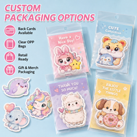 Autocollants en vinyle découpés sur mesure, imperméables, motifs Kawaii, avec carte arrière et emballage en sac OPP, pour cadeaux d'enfants, scrapbooking, fêtes, OEM ODM