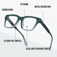 Monture de lunettes carrée surdimensionnée tendance, verres optiques dégradés, monture légère TR90 pour femmes, compatible avec les verres de prescription