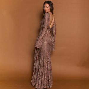 <span class=keywords><strong>Vestido</strong></span> Casual sin Espalda de Manga Larga con Cintura Alta, Tirantes, Sexy, con Encaje y Diseño de <span class=keywords><strong>Sirena</strong></span>, Ajustado, para Primavera/Otoño - Product Image 4