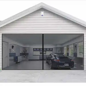 Tirai garasi layar pintu jaring magnetis Fiberglass untuk pintu garasi ganda 16x7FT dengan magnet