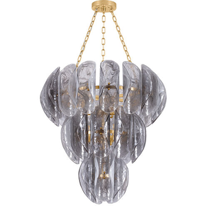 Lampadario <span class=keywords><strong>Vintage</strong></span> <span class=keywords><strong>a</strong></span> Foglia in Vetro, Plafoniera <span class=keywords><strong>a</strong></span> <span class=keywords><strong>Sospensione</strong></span> LED Dimmerabile Bianco Caldo per Sala da Pranzo - Product Image 2