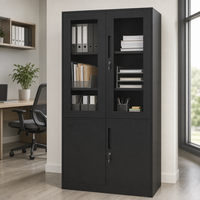 Armoire de classement multi-portes en acier, casier métallique de bureau avec serrure pour le rangement des employés, mobilier de bureau noir