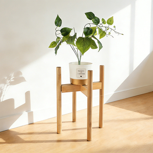 <span class=keywords><strong>Support</strong></span> <span class=keywords><strong>pour</strong></span> plantes en bambou à largeur réglable, <span class=keywords><strong>support</strong></span> <span class=keywords><strong>pour</strong></span> <span class=keywords><strong>pot</strong></span> de fleurs rustique à 4 poteaux <span class=keywords><strong>pour</strong></span> plantes d'intérieur, étagère de présentation à plusieurs niveaux avec base stable - Product Image 2