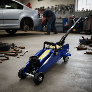 Gato hidráulico de suelo de acero de perfil bajo azul de 1.5 toneladas, rango de elevación de 5-11.8 pulgadas, modelo D0100X38628 - Product Image 2