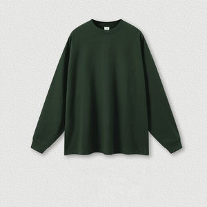 W0186 Men's Unisex O-Neck <b>T</b>-<b>Shirt</b> 425GSM Heavy Basic Large Size Autumn <b>Winter</b> Solid Color Cotton Long Sleeve Loose Fit - Product Image 4
