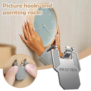 Support mural de sécurité en métal pour cadres photo, grand kit, fixation sans perçage pour cloisons sèches, crochet de suspension pour tableaux - Product Image 2