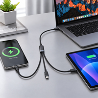 Kabel Multi 3 in 2 a ke 3C PD 60W 3A/20V Kompatibel untuk Laptop Monitor VR Apple Watch Nirkabel