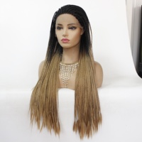 Perruque tressée grise sans nœud devant en dentelle, tresses micro tressées sensationnel perruques cheveux humains, tresses de perruque blonde bohème boîte