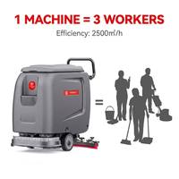 Nettoyeur de sols électrique à double brosse CleanHorse ARES510, autolaveuse industrielle avec grand réservoir de 55 L pour entrepôt