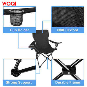 เก้าอี้พับแคมป์ปิ้ง Woqi โครงอะลูมิเนียม ผ้า Oxford สีเทา เก้าอี้สนามกลางแจ้ง พร้อมที่วางแก้วและที่วางแขน - Product Image 3