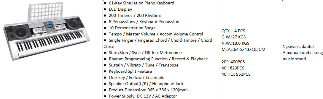 Meike MK-922 61-Key Electronic Piano Keyboard for Beginners