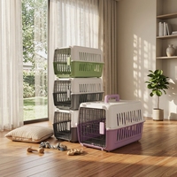 Cage de transport pour animaux de compagnie en plastique PP écologique multi-tailles, respirante et approuvée pour les vols, pour chats et chiens