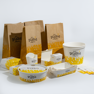 Vente en gros Assiettes et bols en <span class=keywords><strong>carton</strong></span> de qualité alimentaire jetables en <span class=keywords><strong>carton</strong></span> avec logo personnalisé Emballage alimentaire à emporter pour hamburger poulet frit - Product Image 1