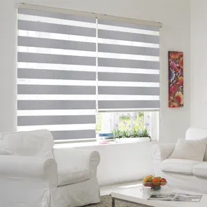 Customized Size Electric Zebra Roller Shades Retractable Screen Motorized Blinds Zebra Rechargeable Motor Automatic Smart Blind