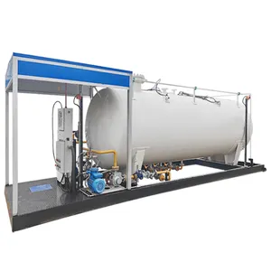 40ft Mobiele LPG Gas Skid Station Multifunctionele Brandstof Dispenser Machine 16000 Litr Lpg Tankstation