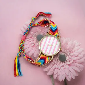 MEXDA National style DIY woven Bracelet wool watch Bohemian style women's Retro handmade watch