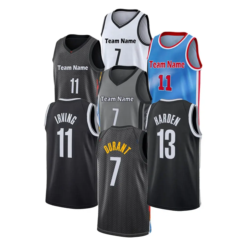 Jersey basket tekanan panas/jahitan grosir baru 2023 Brooklyn #11 Kyrie Irving #13 James Harden #7 Kevin Durant semua gaya