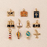 Pendentif breloque de voyage en acier inoxydable, motifs boussole, globe, télescope, montgolfière, avion, pour fabrication de colliers