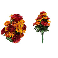 Nouveauté 24 têtes de fleurs funéraires mixtes buissons artificiels 36 têtes de fleurs en soie pour arrangements funéraires