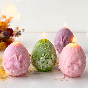 Lapin de Pâques, œuf, bougie artisanale en cire de soja mélangée 3D colorée, pour les fêtes et les bars - Product Image 1