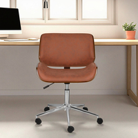 Chaise de bureau moderne en bois courbé, chaise de bureau pivotante rembourrée en velours, chaise de travail réglable en hauteur en contreplaqué courbé avec base chromée