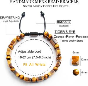Bracelet HASKARE pour homme en cristal œil de tigre et strass – <span class=keywords><strong>Pierre</strong></span> véritable, anti-anxiété, avec cordon tressé, cadeau pour lui - Product Image 5