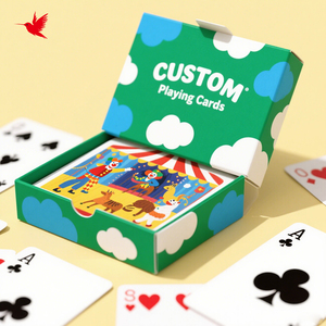 Tùy chỉnh thẻ chơi bài màu xanh lõi giấy nguyên liệu thiết kế logo tùy chỉnh thẻ chơi trước và sau với dịch vụ in hộp - Product Image 1