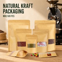 Sachets personnalisés en papier kraft avec fenêtre et fermeture éclair pour grains de café, snacks, noix et marques alimentaires en marque blanche
