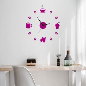 Horloge murale créative en acrylique 3D en forme de tasse à café, horloge numérique DIY pour la décoration de la maison, du salon et de la chambre - Product Image 5