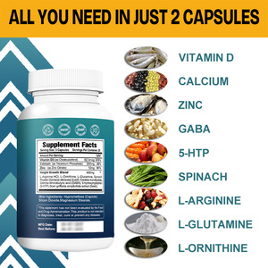 GMP Crecimiento Calcio Vitamina D3 <span class=keywords><strong>Zinc</strong></span> L Arginina GABA 5 HTP Suplemento Óseo 60 Cápsulas Niños Adolescentes Adultos - Product Image 6