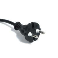 Cable de Alimentación de 2 Pines con Certificación KC de Corea, H05VV-F 2x0.75mm², 1.5m, Extremo Semi-Desforrizado para Fácil Cableado, Cable de PVC Negro