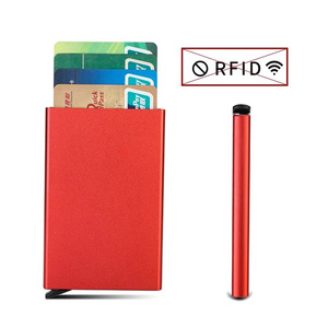 Metal Slim Minimalist Cards Holder with Money Pocket RFID Blocking Small Aluminum Wallet Pop up Credit Card Wallet for Men - Product Image 6