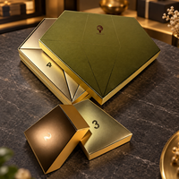 Boîte cadeau calendrier de l'avent personnalisée en forme de diamants avec 6 boîtes numérotées, emballage rigide en papier doré, vente en gros pour cadeaux de fêtes