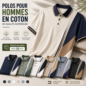 Polos para Hombre en Algodón de Primera Calidad, Polo de Manga Corta con Bloques de Color, Cuello en Contraste, Logotipo Personalizado al por Mayor - Product Image 1